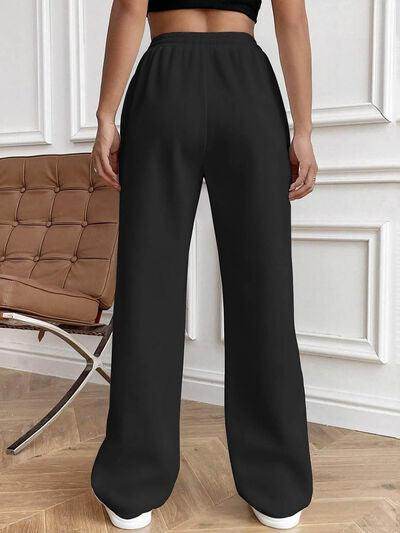 Drawstring Elastic Waist Pants with Pockets for Women