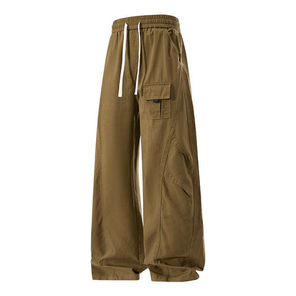 Retro American-style Patchwork High-street Loose Straight-leg Casual Pants