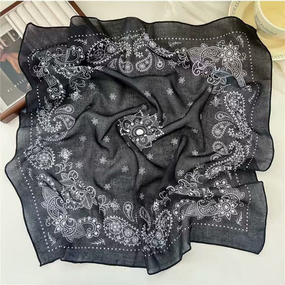 Korean-style Fresh And Delicate Floral Silk Scarf