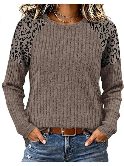 Women's Jacquard Sweater Loose-fitting Round-neck Top