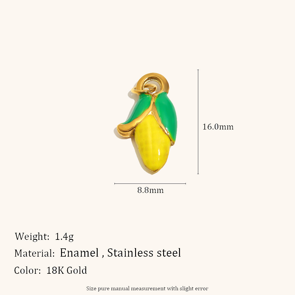 Stainless Steel Corn Pendant Plated With 18K Gold