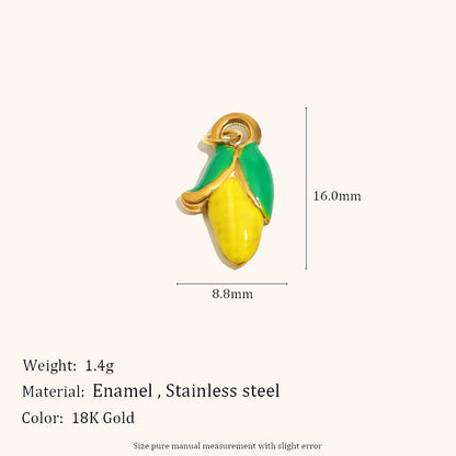 Stainless Steel Corn Pendant Plated With 18K Gold