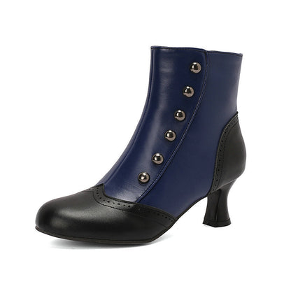 Women's Studded, Color-blocked Block-heeled Ankle Boots