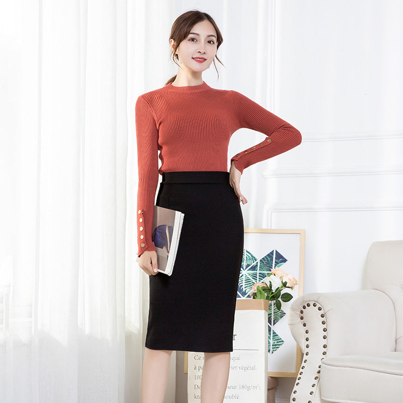 Womens High-waisted Midi Skirt With A Slit