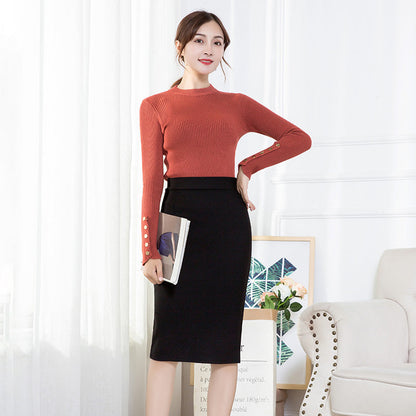 Womens High-waisted Midi Skirt With A Slit