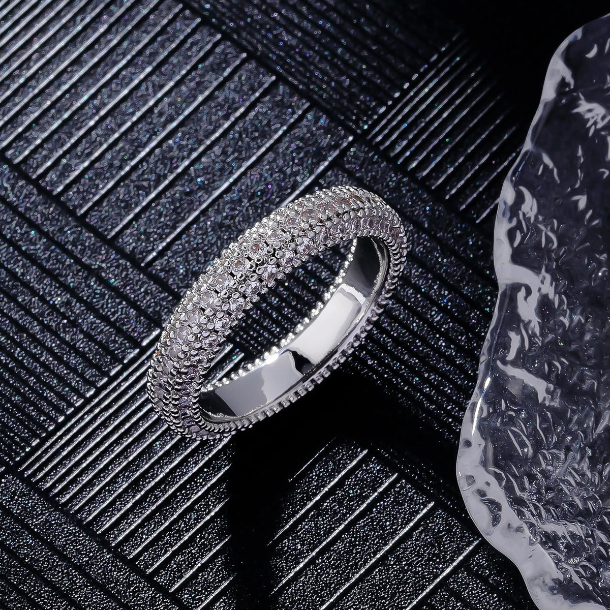 Joseph Jewelry Three-sided Zirconium Shiny Diamond Ring Ring European And American Style Fashion Personalized Hip Hop Ring Trend