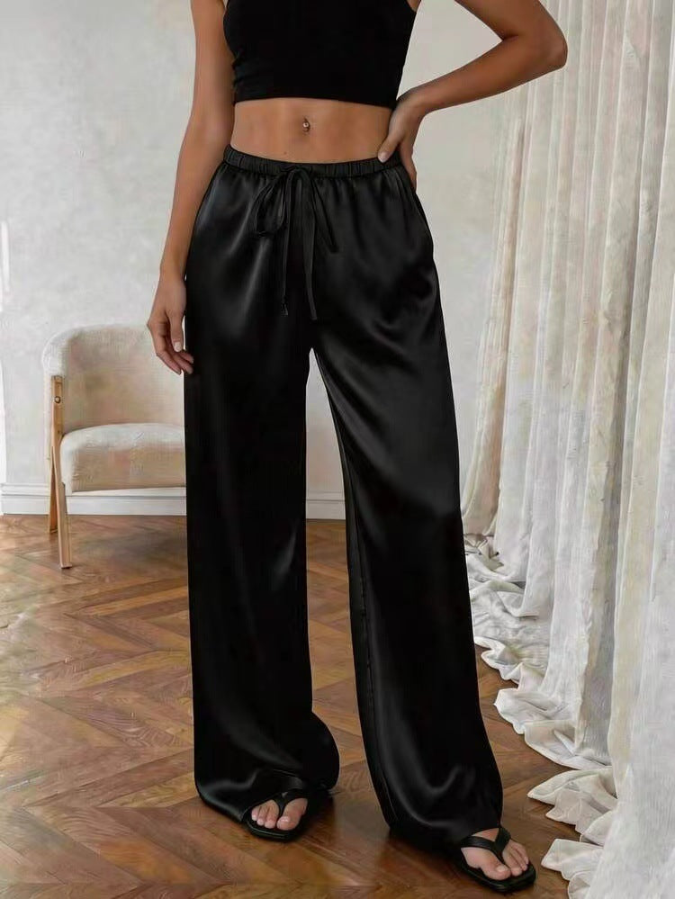 Relaxed stretch acetate wide-leg women's trousers