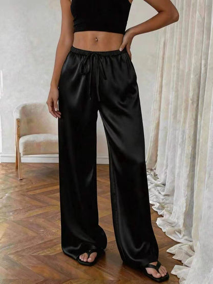 Relaxed stretch acetate wide-leg women's trousers