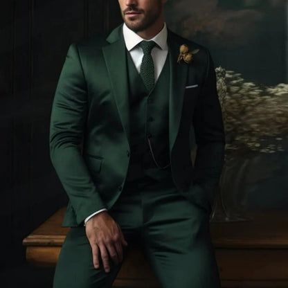 Brand Classic Men Suit 3 Pieces Fashion Slim Fit Blazer Vest