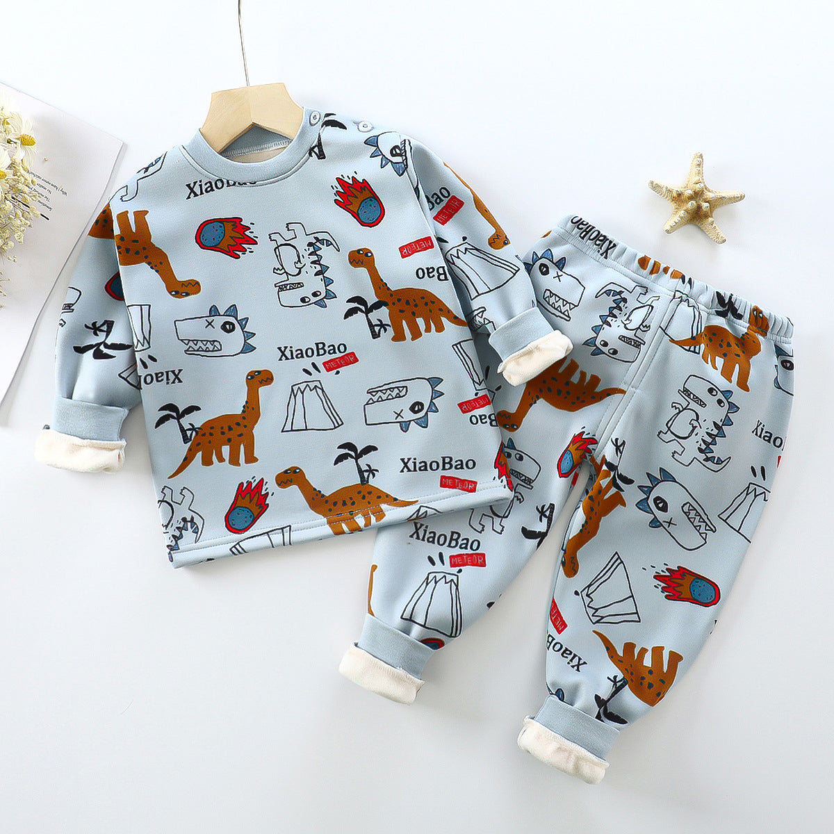 Children Velvet Thermal Underwear Suit