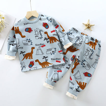 Children Velvet Thermal Underwear Suit