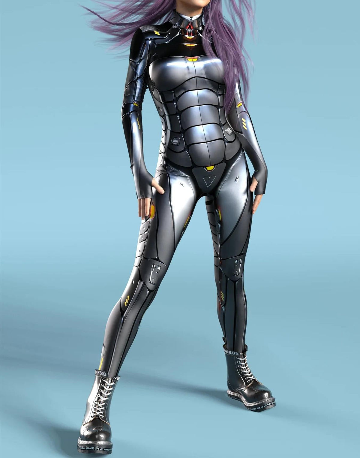 3D Digital-printed Snap-closure Form-fitting Womens Bodysuit