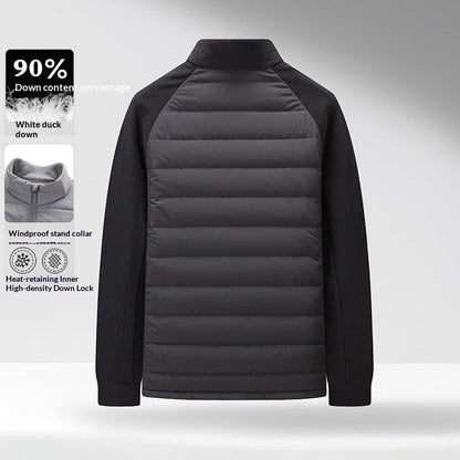Mens Stand-Up Collar Patchwork Lightweight & Warm Down Jacket