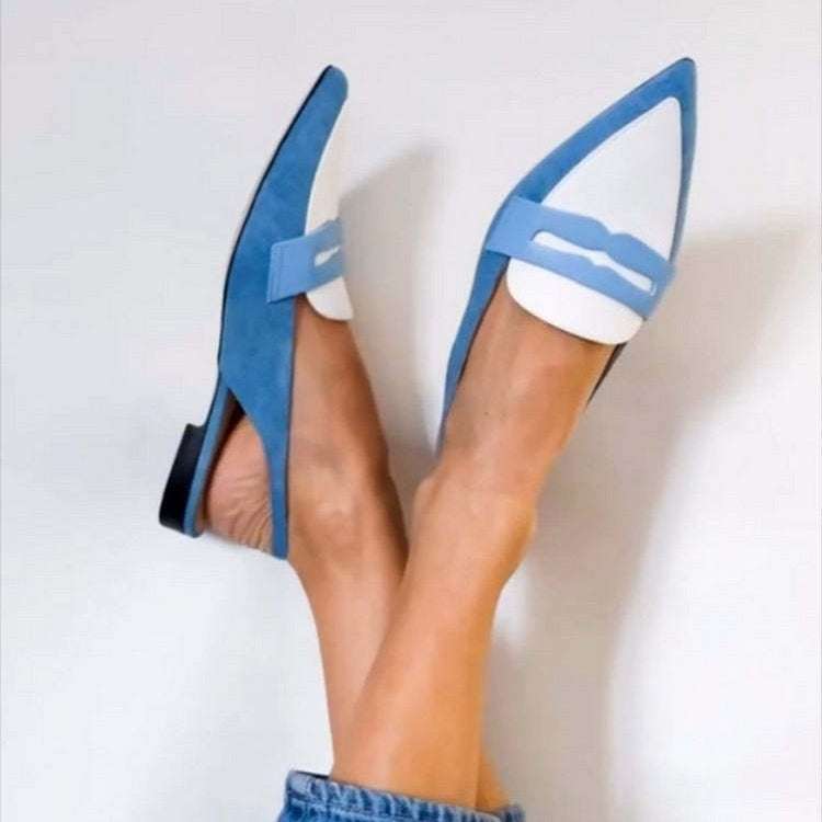 Pumps Pointed Flat Color Low Square Heel Plus Size Women