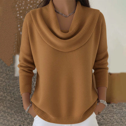 Long Sleeve Knit Sweater Casual Warm Solid Color Pullover Top For Autumn Winter Clothing