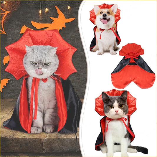 Cute Halloween Pet Costumes Cosplay Vampire Cloak For Small Dog Cat Kitten Puppy Dress Kawaii Pet Clothes Cat Accessoties Gift