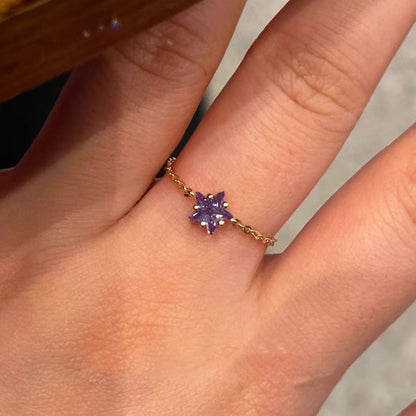 Purple Star Patterned Versatile Casual Roland Drawstring Thin Chain Niche Exquisite High End Ring
