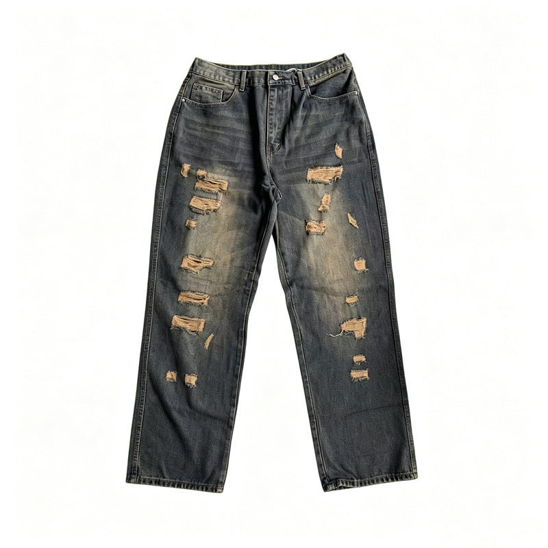Mens Distressed Baggy Casual Pants With Rips