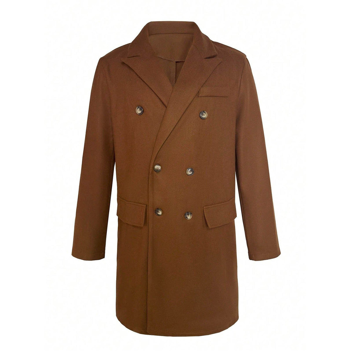 Men's Solid-color Casual Double-breasted Wool Coat