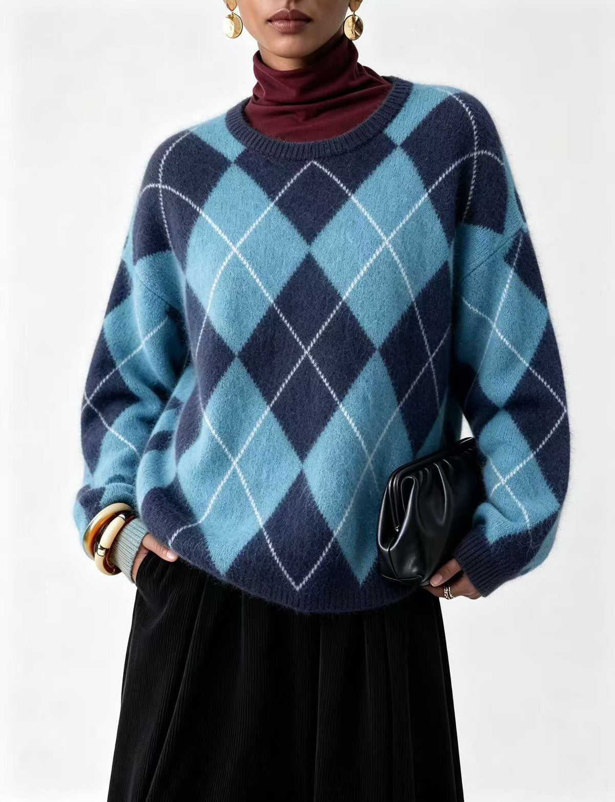 Women's Loose-fitting Mink Fur Crew-neck Sweater