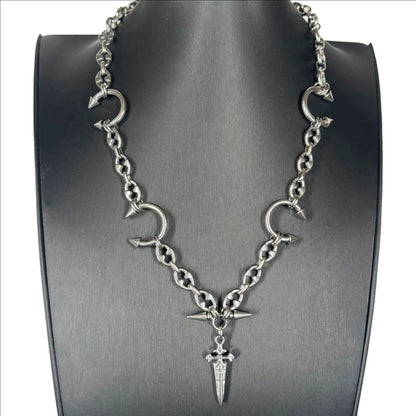 Spiked Sword Pendant Necklace For Men And Women