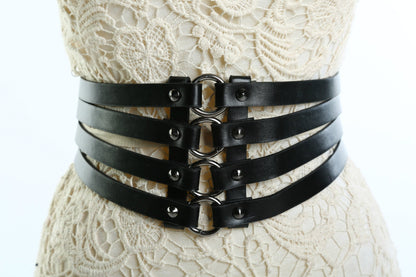 Women's Rivet Leather Waist Single Ring Belt