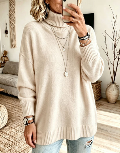 Women's Solid-color Loose-fitting Turtleneck Sweater