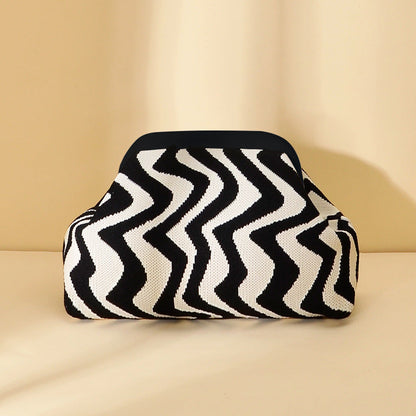 Womens Knitted Bag Striped Clutch