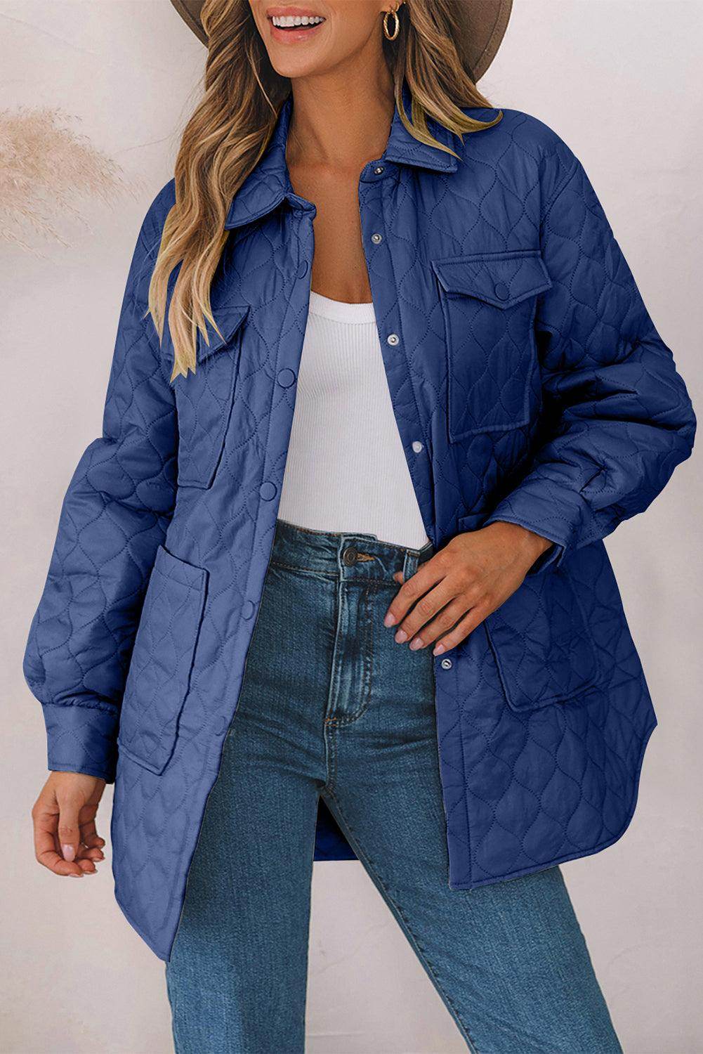 Snap Down Collared Winter Coat for Stylish Warmth