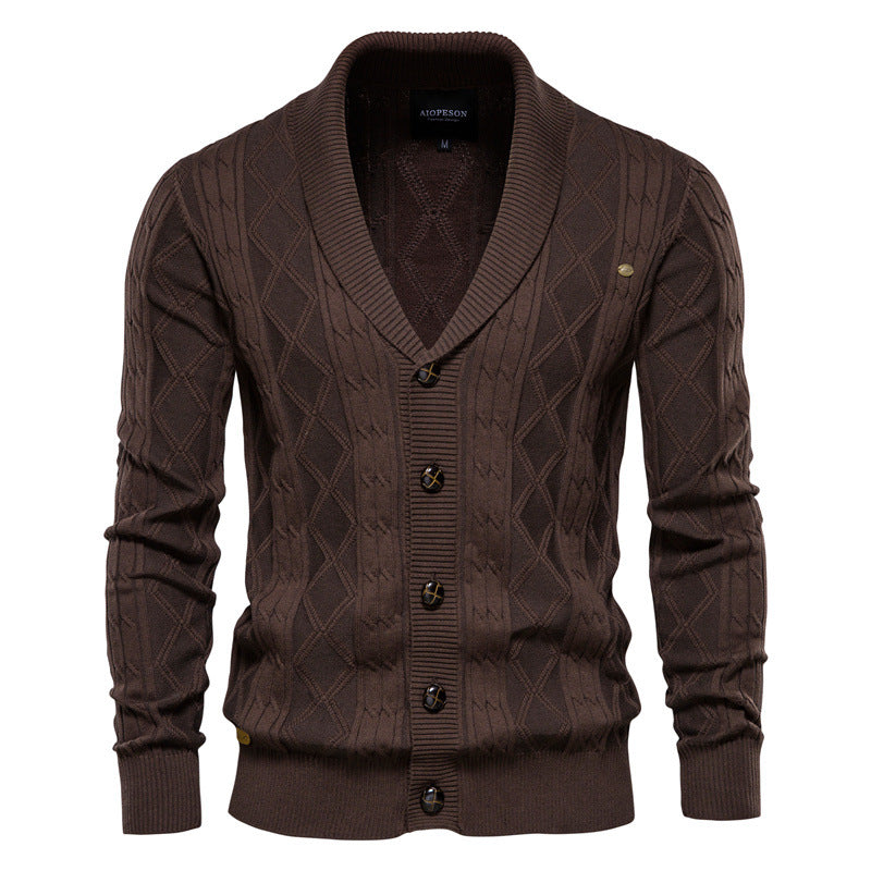 Men's Cardigan V-Neck Long-Sleeve Sweater, Men's Thick Knit Jacket, Casual Versatile Loose Fit Inner Wear