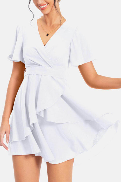 Surplice Neck Flutter Sleeve Dress for Chic Summer Style
