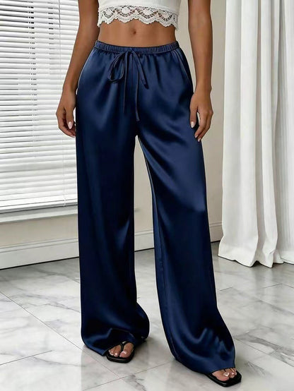 Relaxed stretch acetate wide-leg women's trousers