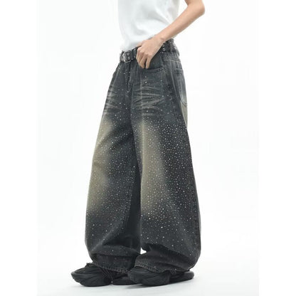 Baby's-breath Scimitar Denim Loose Straight-leg Pants