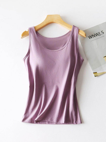 Round Neck Tank with Bra for Comfortable Everyday Wear