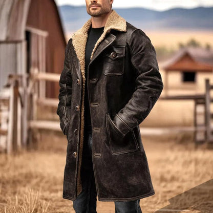 Men's Vintage Dark Brown Suede Jacket Casual Coat