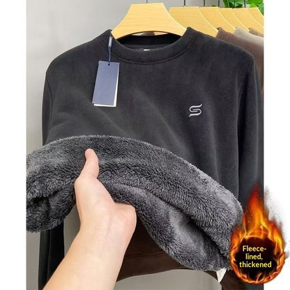 Winter Crew-neck Polar Fleece Long-sleeve T-shirt Hoodie Men's Top
