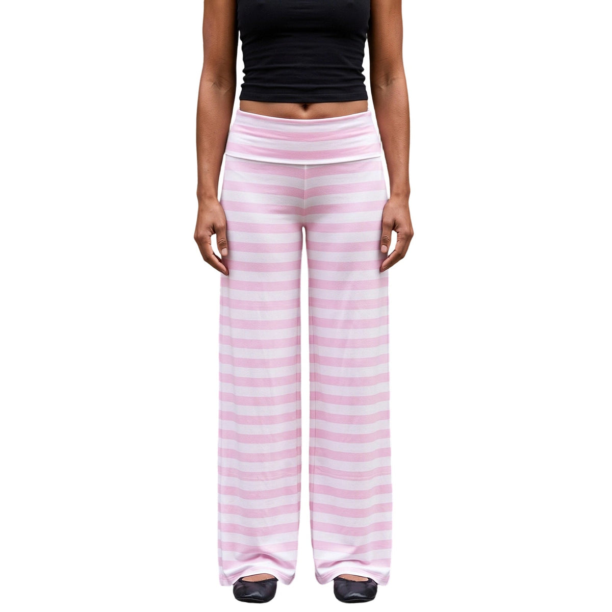 Womens Casual Striped Printed Wide-leg Pants