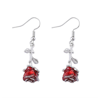 European And American French-style Vintage Romantic Three-dimensional Rose Earrings