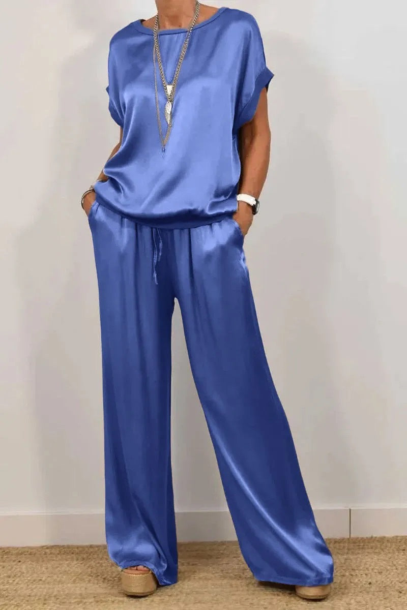 2026 Spring Summer New Cross-Border Trade Amazon Independent Site Trendy Loose Shirt Wide-Leg Pants Casual Set