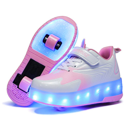 Children's Rechargeable Two-wheel LED Light-up Shoes