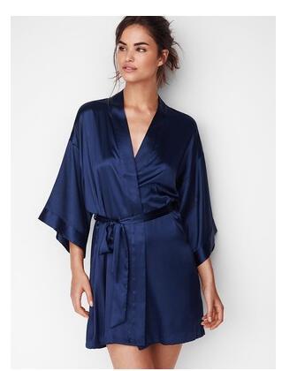 Summer Champagne Chinese Bride Wedding Robe Satin Sleepwear