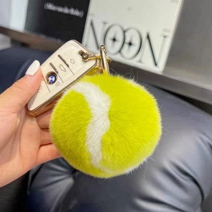 Rabbit Fur Tennis Car Keychain Pendant