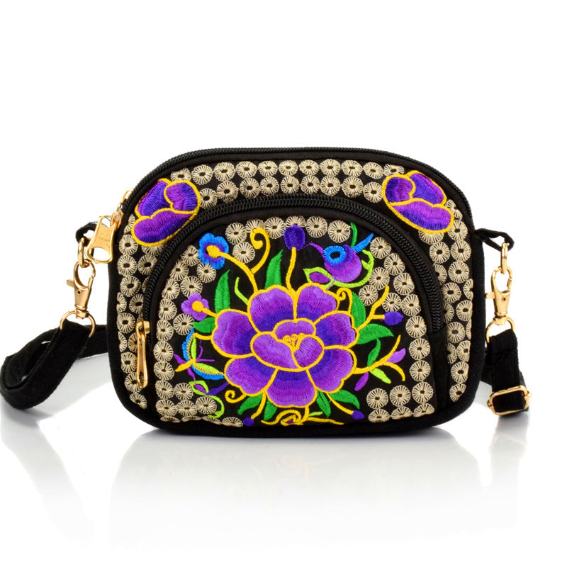 Reversible Embroidered Canvas Coin Purse