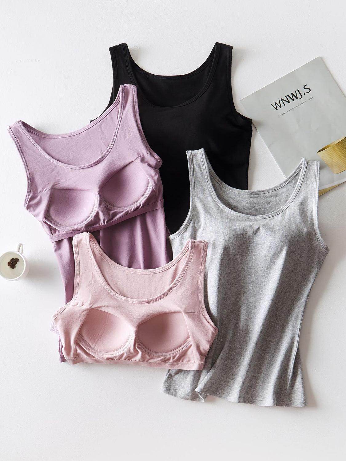 Round Neck Tank with Bra for Comfortable Everyday Wear