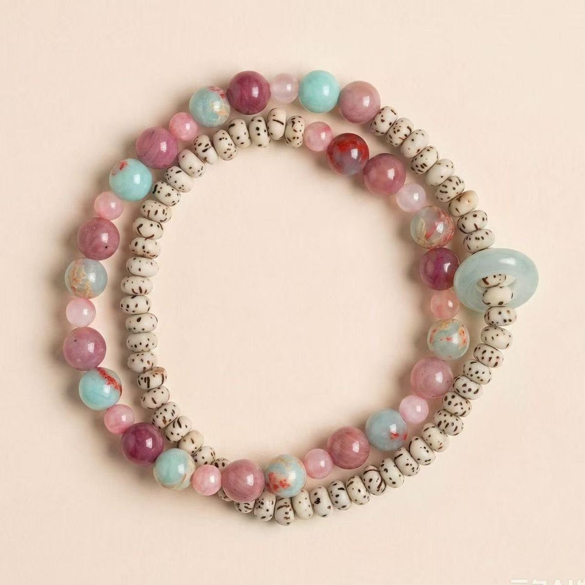 Natural Multi Gemstone  Star Moon Bodhi Bracelet Two Tone Beaded Chain New Chinese Style Energy Jewelry For Women