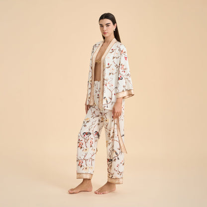 Floral-print Satin Chiffon Loungewear Set