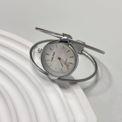 Womens Minimalist Open Bangle Watch