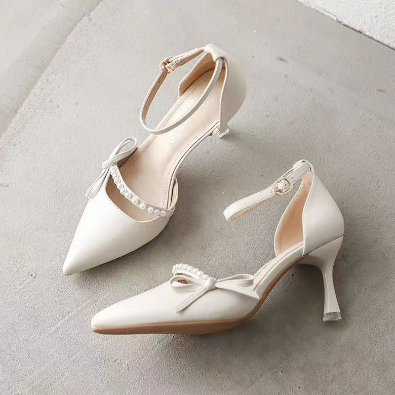 Women Summer 2026 New Comfortable Versatile One Strap Niche Pumps French Stiletto Bridesmaid Heels