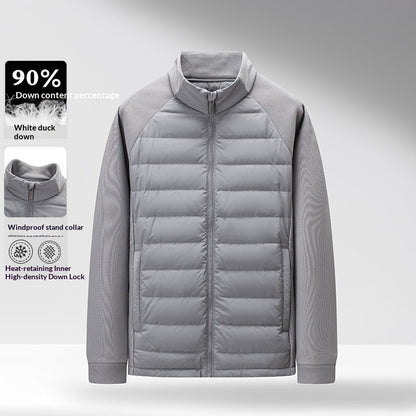 Mens Stand-Up Collar Patchwork Lightweight & Warm Down Jacket