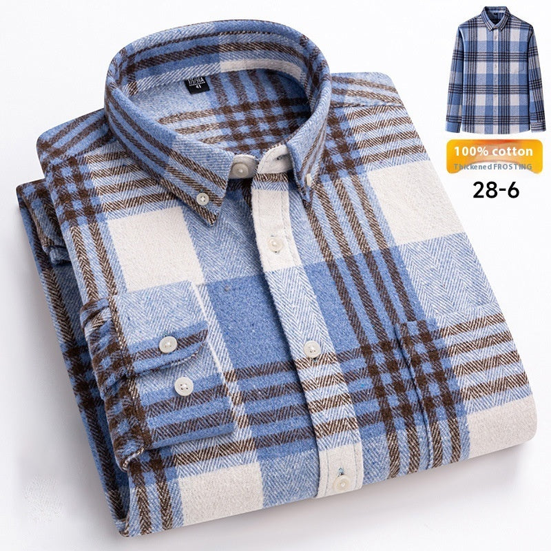 Retro Plaid Long Sleeve Men's Casual Shirt